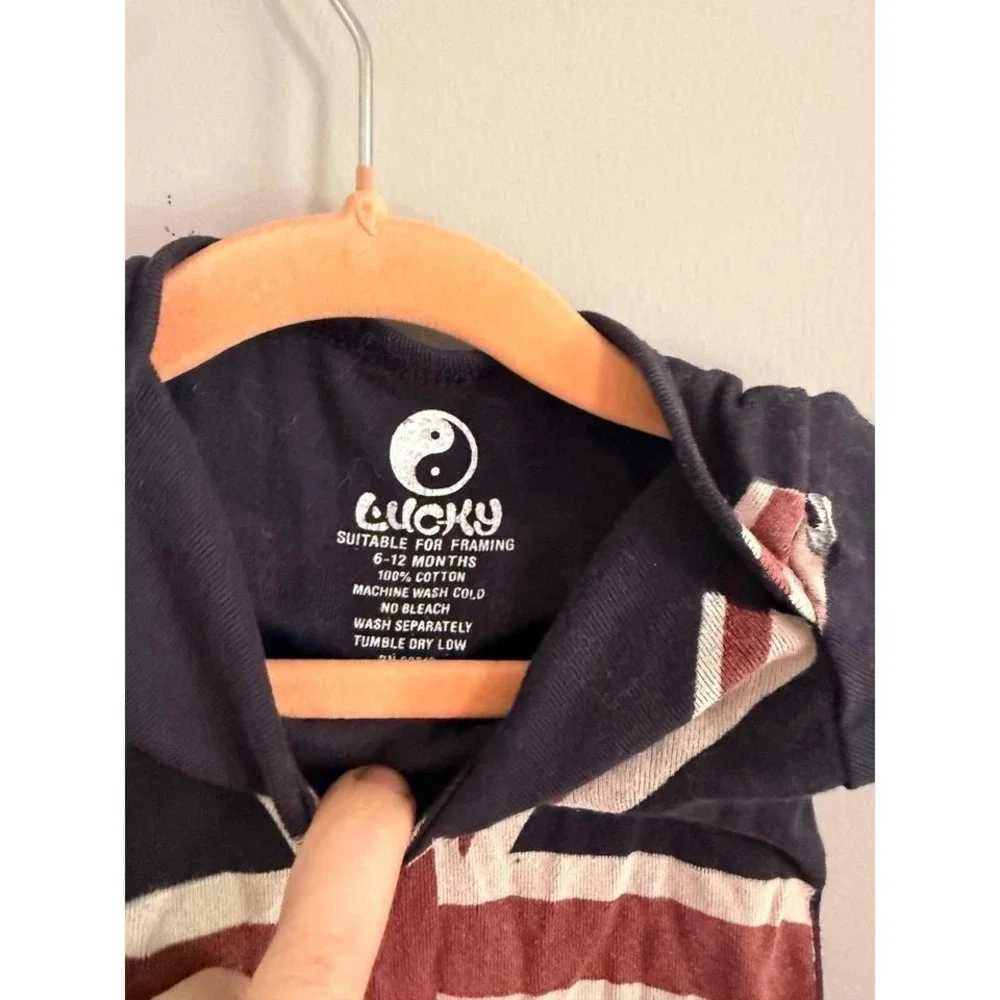 Lucky London‎ Union Jack Baby Bodysuit Onesie 6-12 Months